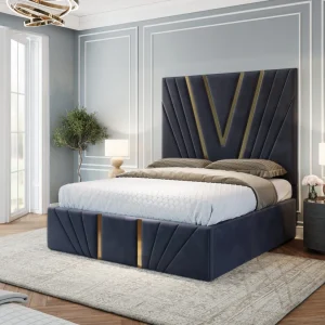 Golden Strip Headboard Bed UK | Bold Statement Headboard | Free UK Delivery